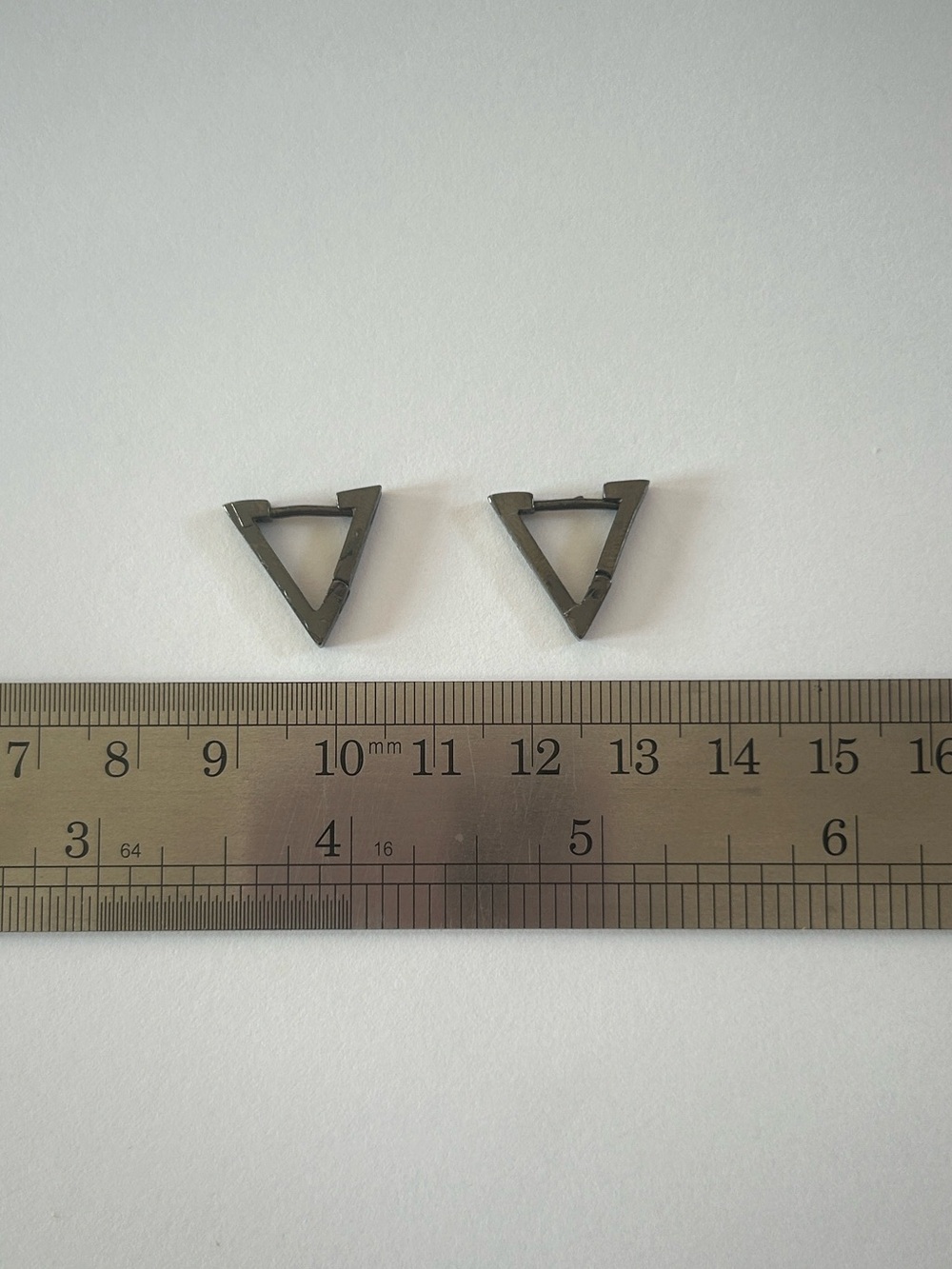 Sterling Silver Black Rhodium Triangle Huggie Earrings 925